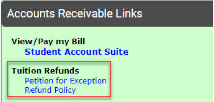 Accounts Receivable Links > Tuition Refunds